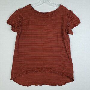 Cut Loose Tunic Top Crinkled Short Sleeve High Low size M Terracotta Earthy Boho